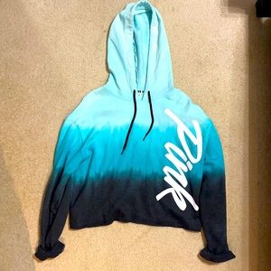PINK VS bright blue crop sweatshirt